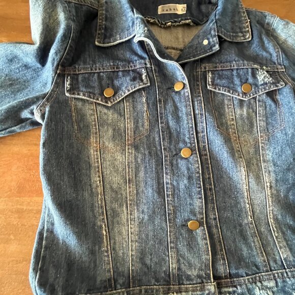 Rehab Denim Jean Jacket Punk Rock Lace Cross On Back Womens Small - Picture 4 of 8